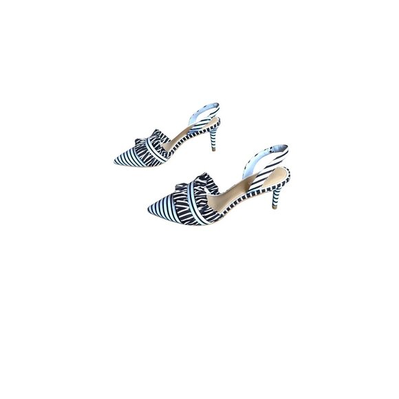 Gianni Bini Blue and Black Striped Heels - Picture 4 of 8